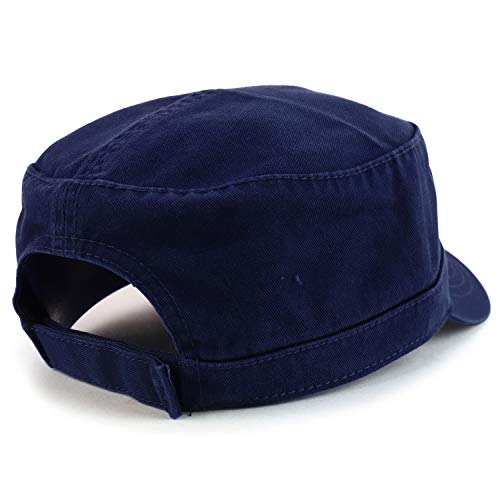 Trendy Apparel Shop Cotton Army Cap Military Flat Top Adjustable Baseball Cap - color: Navy