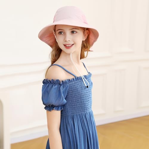XIAOHAWANG Girls Sun Hat Baby Beach Hats Boys UPF 50+ Kids Summer Protection Cap Toddler Breathable Caps Wide Brim Neck Flap - color: Beige, size: 6-12 Years