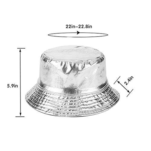 Unisex Bucket Hat Beach Sun Hat Aesthetic Fishing Hat for Men Women Teens, Reversible Double-Side-Wear - color: Silver White