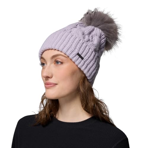 Columbia Women's Boundless Days Cable Knit Pom Beanie - color: Lavender Pearl