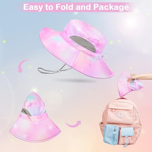 ICOSY Kids Sun Hat, UPF 50+ Girls Beach Hat for Toddler Kids - color: Light Pink