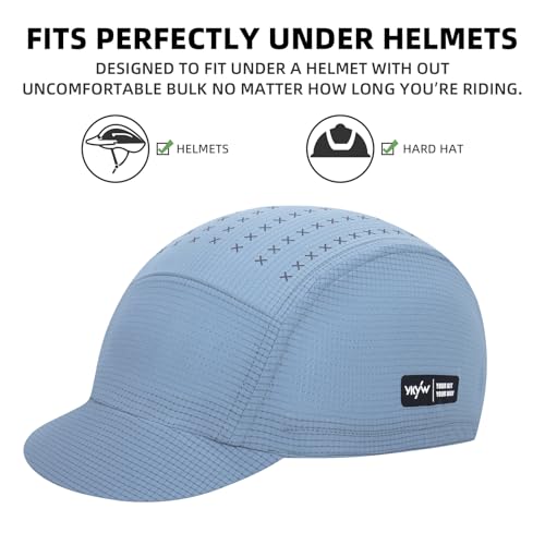 YKYWBIKE Cycling Cap for Men & Women,Sun Protection Cycling Hat Under Cycling Helmet,Cooling Helmet Liner with Sun Visor - color: Blue Gray