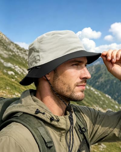 Clakllie Reversible Packable Boonie Fishing Hat UV Protection Sun Beach Hat - color: Bk2601-lightgrayblack