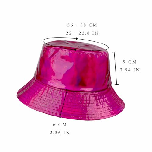 Unisex Black Bucket Hat Waterproof Rain Hat Reversible Shiny Rave Bucket Hat for Concert Festival - color: B2: Rose Red