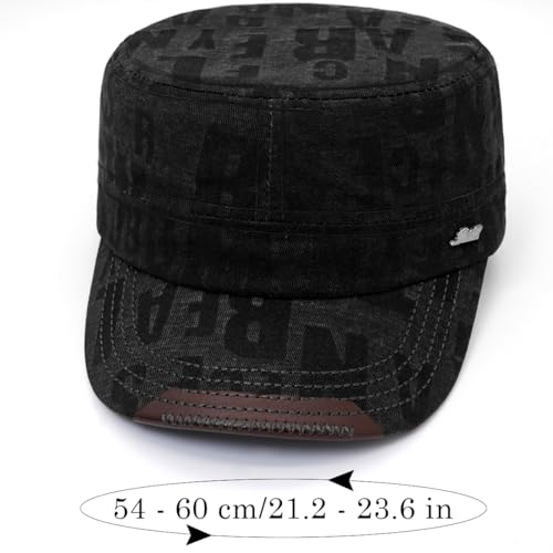 Cadet Hat Flat Top Hats Army Military Caps for Men Women - color: Black C