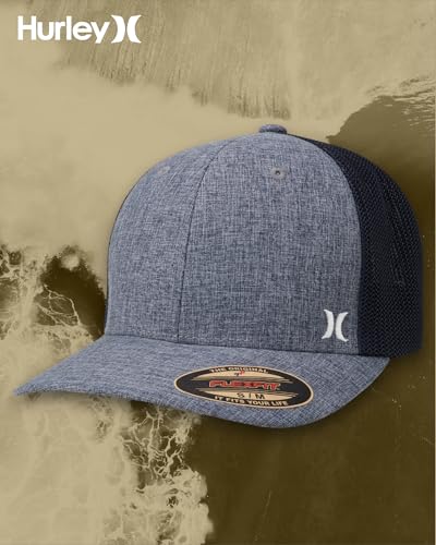 Hurley Mens Mini Icon Mesh Panel Fitted Trucker Baseball Cap - color: Obsidian, size: Small-Medium