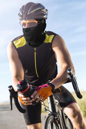Summer Balaclava Face Mask with Glasses Holes Cooling Mesh Full Head Mask Face Cover Neck Cover for Men Women - color: Black