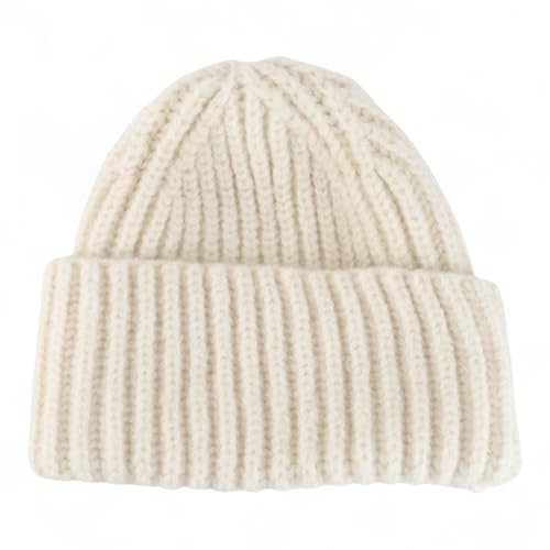 Heavyweight Thick Knit Warm Winter Beanie - color: Light Beige