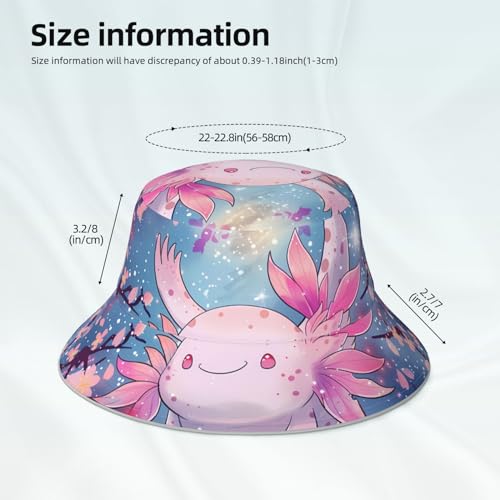 Pink Axolotls Bucket Hat Summer Beach Sun Hat Packable Fisherman Cap - color: Pink Axolotls 3