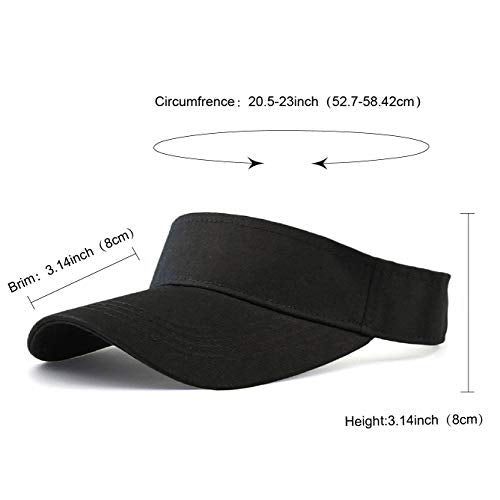 HH HOFNEN Sports Sun Visor Hats Cotton Adjustable Golf Caps for Men Women - color: #1b Dark Black