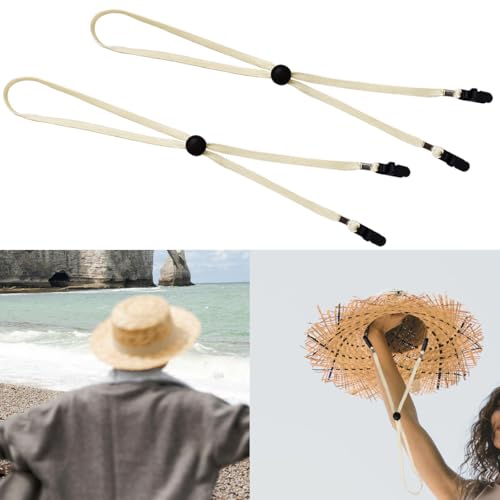 5 Pcs Adjustable Hat Strap Clips, Hat Chin Cord, Anti-Lost Cap Strap Clips for Golfing, Fishing, Boating, Sailing - color: Beige