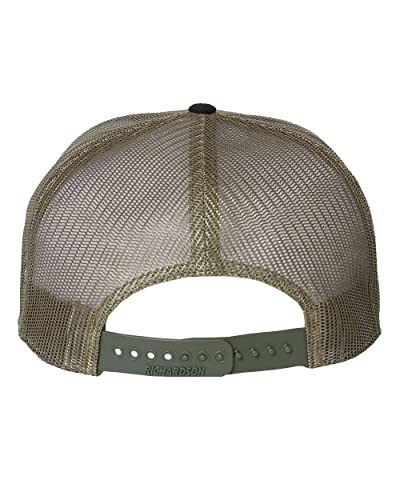 Seven-Panel Trucker Richardson Leather Patch Cap - color: Black/ Camo/ Loden, size: One Size