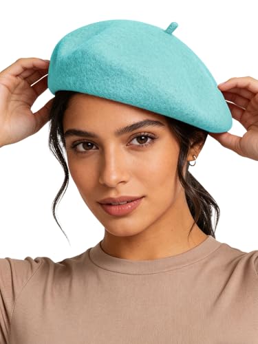 Sumolux Women Beret Hat Vintage French Solid Color Classic Winter Cap - color: Green E