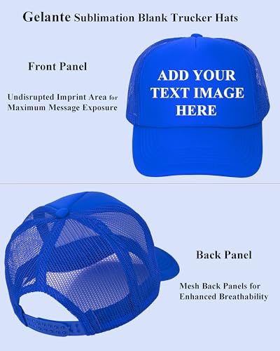 Gelante Sublimation Blank Trucker Hats - Polyester Foam Mesh Snapback Baseball Cap - color: Royal