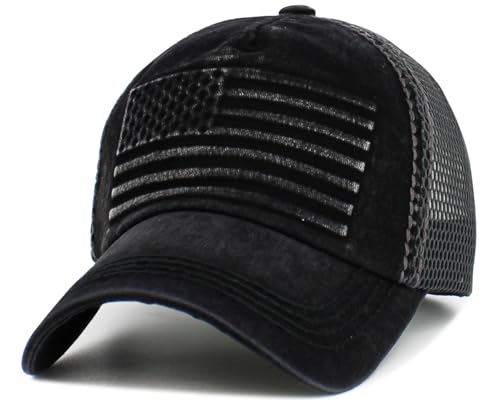 KBETHOS Flag USA America Military Thin Blue Line Thin Red Line Vintage Distressed Baseball Cap Dad Hat Unisex Adjustable… - color: Black Flag Mesh Ballcap
