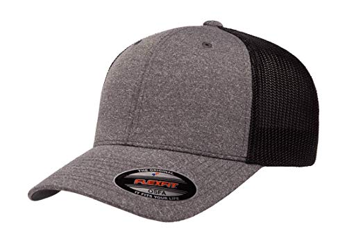 Flexfit 110 Mesh Cap One Size - color: 2pk Dark Heather/Black & Dark Heather/White, size: Large