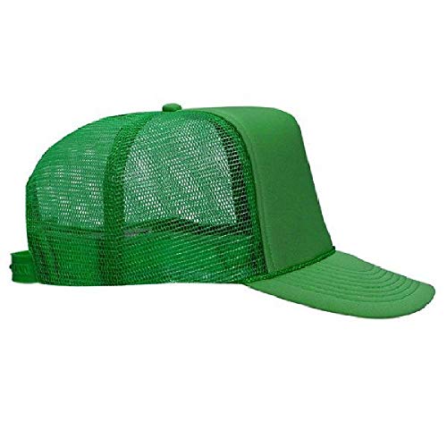 OTTO Polyester Foam Front 5 Panel High Crown Mesh Back Trucker Hat - color: Kelly