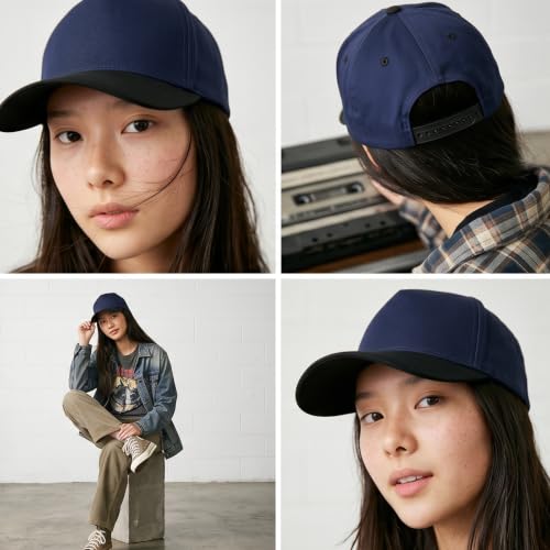 Daxton Men Original Trucker Hat Cotton Twill with Adjustable Snapback 5 Panel A-Frame Cap - color: 2 Pack - All Black, Navy Black