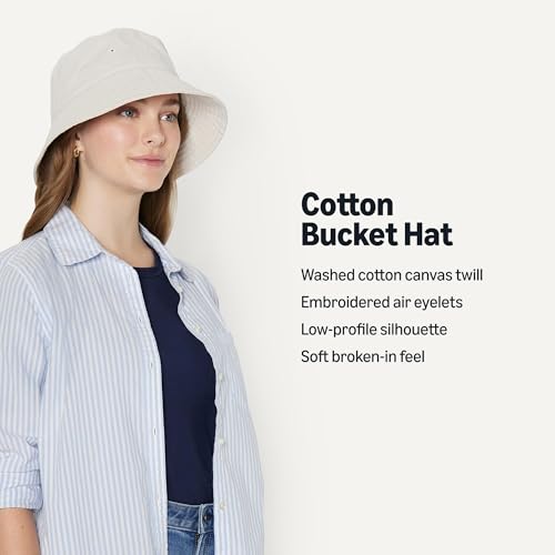 Amazon Essentials Women's Washed Cotton Bucket Hat - color: Ecru, size: Small-Medium