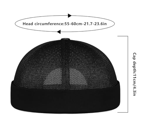DIYDECAL Mens Mesh Brimless Cap,Summer Skullcap Docker Beanie Hat - color: Black