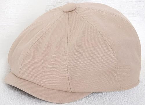 Kids-Boys-Cotton-Newsboy-Cap - Classic Flat Beret Cabbie Hat for Toddler Girls 4-9 Years Old - color: Beige