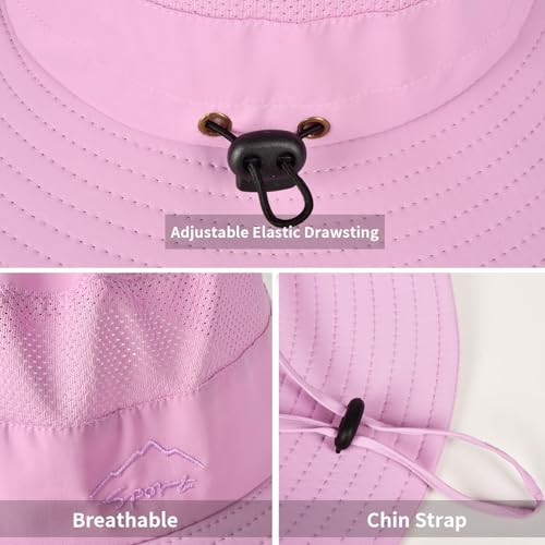 Rosoz Sun Hats for Men Women UPF 50+ Breathable Wide Brim Summer Fishing - color: 1pack-purple