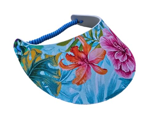 Women's Flower Design Lightweight Packable Foam Visor for Sun Protection & Outdoor Activities - color: Tropical 13