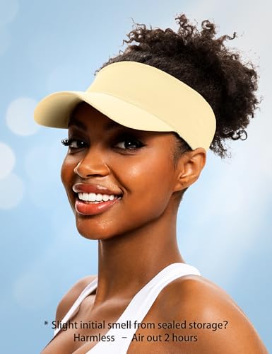 ROYBENS Cooling Visor Hat Women Men, Elastic Headband Sun Visor Golf Cap - color: Beige Yellow
