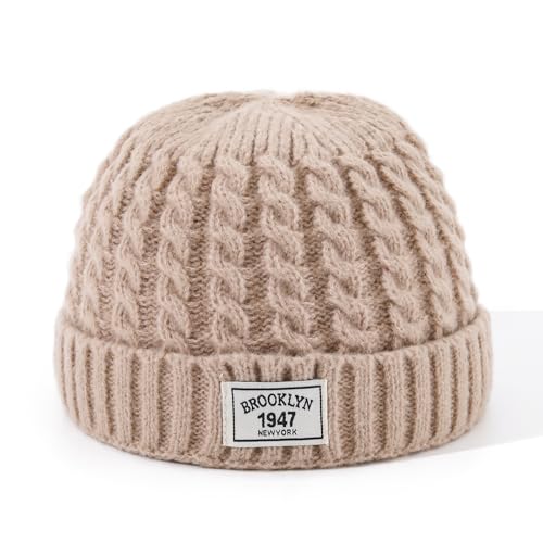 Soft Winter Knitted Hat Skull Cap Sailor Caps Cuff Beanie Cold Weather Brimless Knit Hats Warm Ski Hat Landlord Hats - color: Mg-zzm25101-khaki