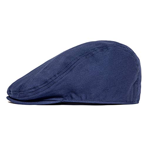 BOTVELA Men Cotton Twill Newsboy Flat Hat Fitted Cap - color: Navy, size: 7 7/8