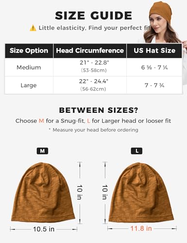 ROYBENS Lightweight 100% Cotton Slouchy Summer Beanie Men Women, Chemo Cap - color: 1pc Golden Camel, size: Medium
