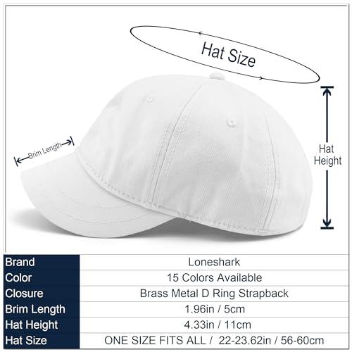 Loneshark Short Brim Baseball Cap for Running Small Bill Umpire Hat - color: White