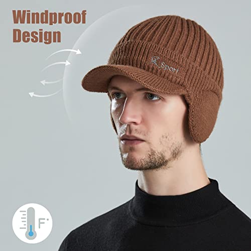 BAVST Hat for Men Knitted Beanie Women Winter Hats Men’s Stretchy Caps Outdoor Beanies Fleece Lined Ear Warmer - color: C-khaki