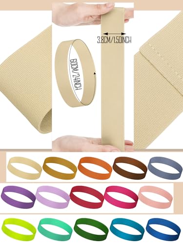 Liitrsh 15 Pcs Stretchable Hat Bands Ribbon for Panama Hats - color: Warm Colors