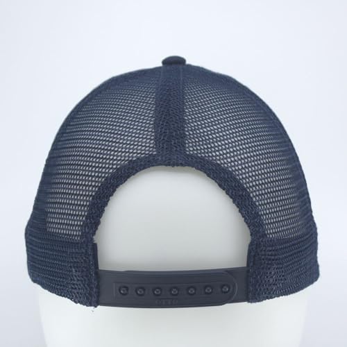 Washed Cotton Unstructured Soft Mesh Adjustable Trucker Baseball Cap - color: Navy, size: One Size