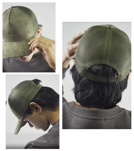 Suede Mesh Back Baseball Caps for Men Women Trendy Trucker Hats Dad Hat Sports Hat Breathable Snapback Hats 2025 - color: Red