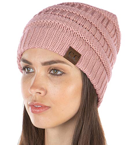 Funky Junque Adult Winter Beanie Slouchy Knit Skull Cap - color: Indi Pink