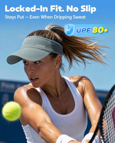 Sport Sun Visor Hat for Women Men - Lightweight Stretchy Polyester Spandex Quick Dry Sweatband Wrinkle Resistant - color: Moss Grey, size: Medium