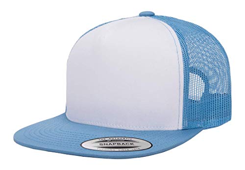 Yupoong 5-Panel YP Classic Trucker Cap | High Profile Flat Visor Snapback - color: C. Blue/White/C. Blue