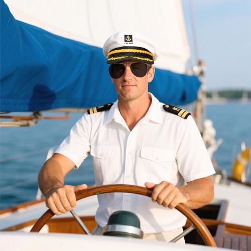 Gvhntk Yacht Boat Sailor Captain Hat/Police Hat/Chauffeur Hats Cap for Men Women Newsboy Cap Officer Cop Cosplay Costume Hats - style: Captain