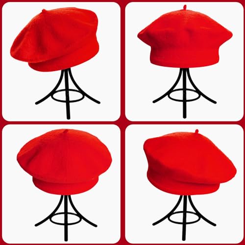 choyaxo French Beret Hats Solid Classic Beret Hats for Women Girls - color: Red
