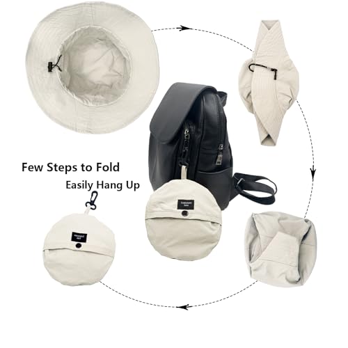 woogwin Waterproof Bucket Rain Hat with Chin Strap Quick Dry Packable Boonie Sun Hat Safari Hat UV Protection - color: Beige