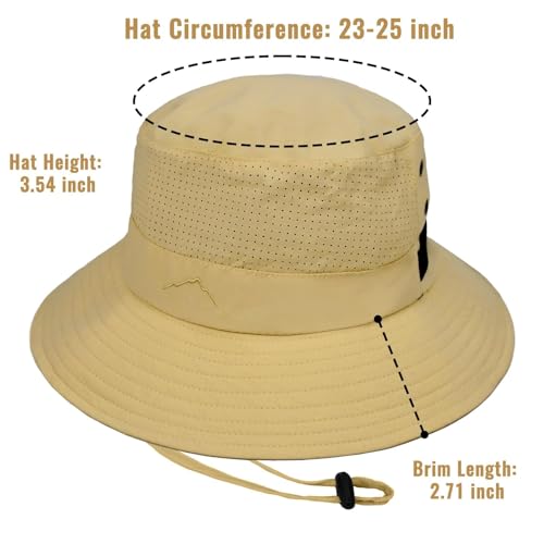 Sun Bucket Hat for Men Women Fishing Beach Safari Hats for Golf Hiking Hunting Outdoor UPF 50+ - color: Khaki