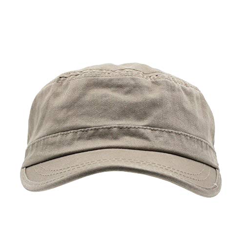The Vintage Year Heavy Stitch Washed Cotton Cadet Hat Military Army Cap - color: Army Khaki, size: One Size