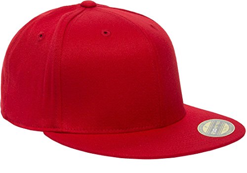 Flexfit Premium 210 Fitted Flat Brim Baseball Hat - color: Red, size: Large-X-Large