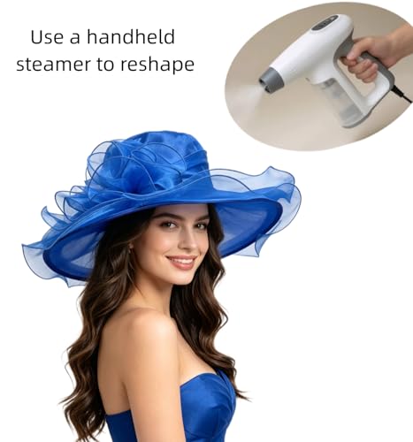 SAFERIN Women's Organza Church Fascinator Bridal Tea Party Wedding Hat - color: Tz-blue