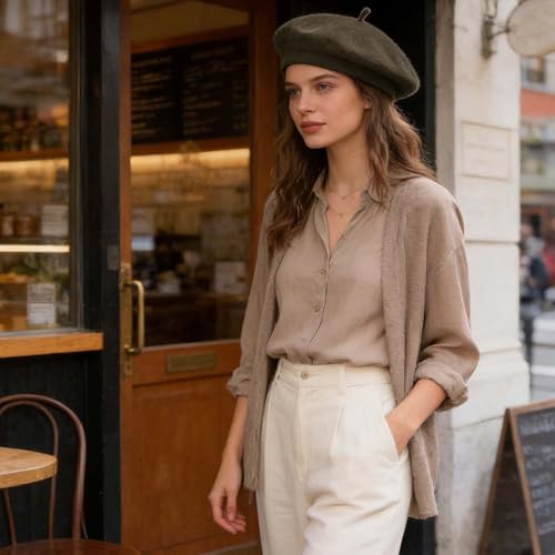 Jolbndcv 6PCS Beret, French Beanie, Outdoor, Winter, Fashion Lady Hat - color: Brown