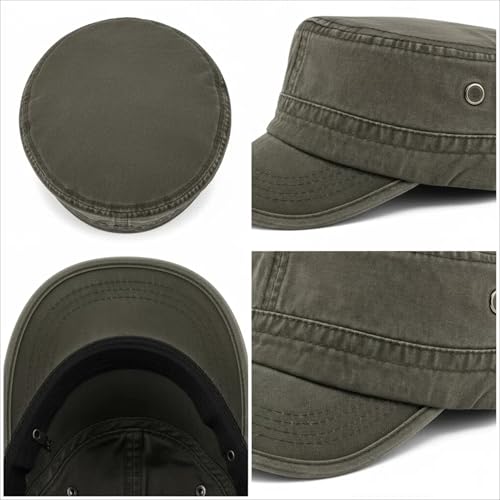 Army Cadet Cap for Men Women Military Flat Top Cap Adjustable Cotton Basic Baseball Cap - color: Grey