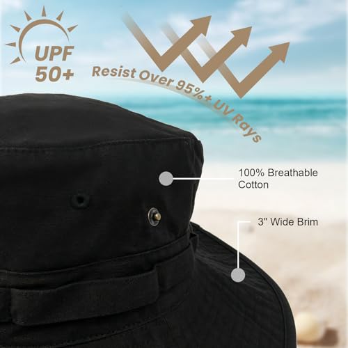 Bucket Hat UV Protection Sun Hat, Boonie Fishing Safari Hats for Outdoors - color: Flag Black
