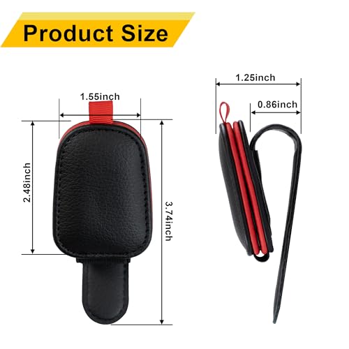 Yuoyar Magnetic Leather Sunglasses Holder for Car, 2 Packs (Black-red) - color: RedBlack